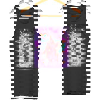 レーザーアイズスペースキャットライディングナマケモノ、ラマ-レインボー タンクトップ - Kawaiitshirt