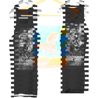 ヴァンゴッホの星空の夜ワイルドホースマスタングアニマル愛好家 タンクトップ - Kawaiitshirt