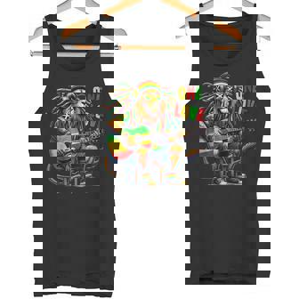 ヴィンテージ ラスタ ライオン レゲエ 音楽 One Loveibe ギター グラフィック タンクトップ - Kawaiitshirt