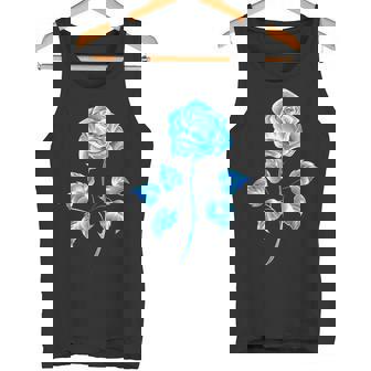 一輪挿し 青いバラ かわいい 青いバラ 花 ガーデニング タンクトップ - Kawaiitshirt