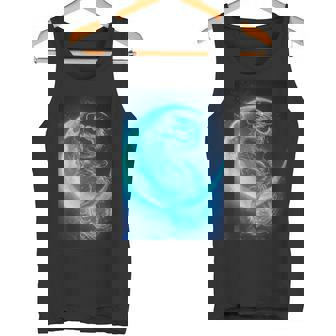 三日月のドラゴン ブルーギャラクシー天文学 アート タンクトップ - Kawaiitshirt