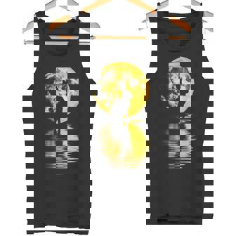 中秋節月 うさぎ シルエット 月餅 恋人 タンクトップ - Kawaiitshirt