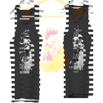 動物愛好家のための大胆な農場の鶏の頭のアート タンクトップ - Kawaiitshirt