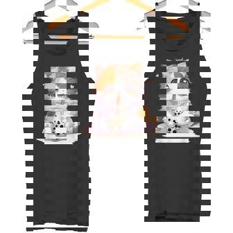 原宿竹下通りの可愛い子猫 アニメ好き オタクを癒すタピオカ茶 タンクトップ - Kawaiitshirt