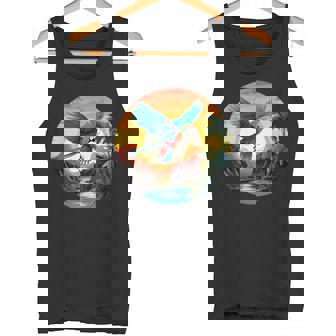 夕日の美しいコンゴウインコ、スカーレットコンゴウインコ タンクトップ - Kawaiitshirt