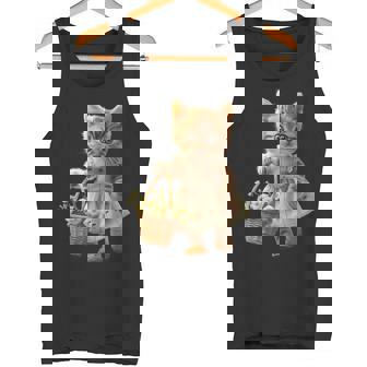 子猫、茶トラ、かわいい、おもしろい、癒し、花かご、ワンピース、可愛い、花束 タンクトップ - Kawaiitshirt