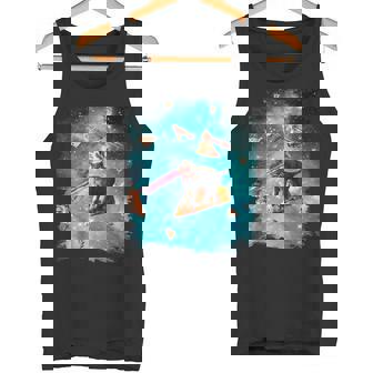 宇宙 レーザー目 猫 ピザに乗る猫 ギャラクシーキャット タンクトップ - Kawaiitshirt
