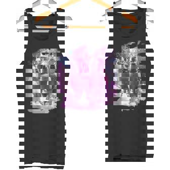 宇宙で虹色のラマに乗る子猫 タンクトップ - Kawaiitshirt