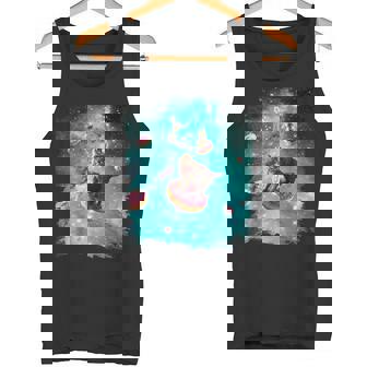 宇宙猫 ドーナツに乗るドーナツ 銀河猫 タンクトップ - Kawaiitshirt