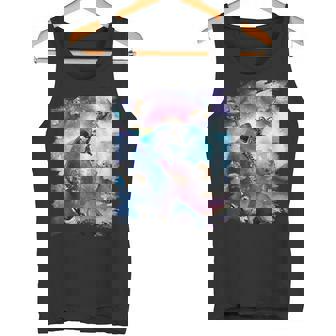 宇宙猫 乗馬サメ ギャラクシー レインボーキャット オンシャークス タンクトップ - Kawaiitshirt