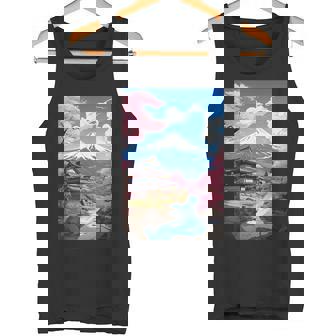 寺と富士山のある日本の風景 タンクトップ - Kawaiitshirt