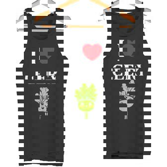 小さな野菜 セロリ ミニマリスト かわいい シンプル セロリ I Love Celery タンクトップ - Kawaiitshirt