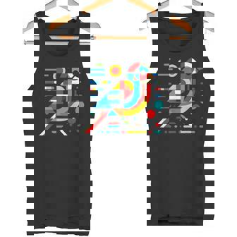 幾何学的 ミニマリズム モダン イラスト スズメ 鳥 アート タンクトップ - Kawaiitshirt