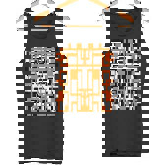 幾何学的図形 パターン オレンジ 白 黒 背景 タンクトップ - Kawaiitshirt