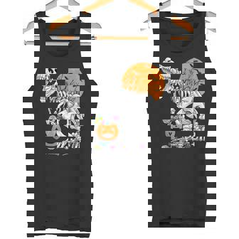 恐竜 T-Rex スケルトン 古代 科医 恐竜 怖い ハロウィン タンクトップ - Kawaiitshirt