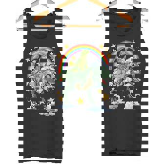 恐竜恐竜に乗る緑のイグアナ タンクトップ - Kawaiitshirt