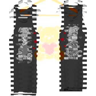 愛らしいハート付きテディベア ラブぬいぐるみ タンクトップ - Kawaiitshirt