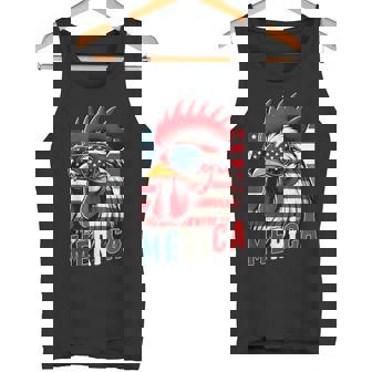 愛国心が強いチキンメリカ アメリカ国旗 鶏好き 7月4日 タンクトップ - Kawaiitshirt