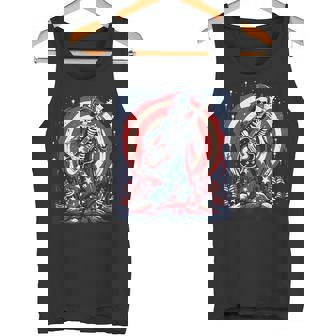 愛国的なスケルトン ロックンロールミュージック アメリカンスタイル タンクトップ - Kawaiitshirt