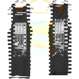 日本のヴィンテージアート 日本美術 浮世絵 日本の 多色刷 木版画 ネコ 猫 富士山 歌川 広重 タンクトップ - Kawaiitshirt