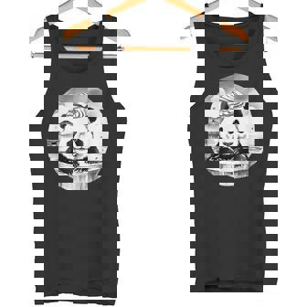 日本の温泉 パンダ 面白い 水墨画 温泉旅行 入浴 銭湯 お風呂 バスタイム 動物 和風 タンクトップ - Kawaiitshirt