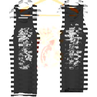 日本の鯉 魚 蓮の花 ヴィンテージ アート 日本 タンクトップ - Kawaiitshirt
