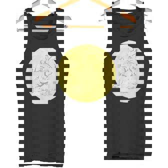 月 に映る 鳥獣戯画 兎 デザイン ウサギ うさぎ メンズ レディース キッズ 和風 和柄 グラフィック タンクトップ - Kawaiitshirt