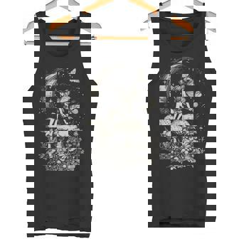 月と星の下のキノコに座る妖精 タンクトップ - Kawaiitshirt