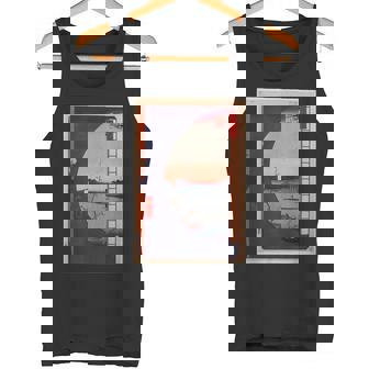 歌川広重 面白いtシャツ 名所江戸百景 絵画 アート メンズ 面白い 服 美術 グッズ 木版画 浮世絵 タンクトップ - Kawaiitshirt