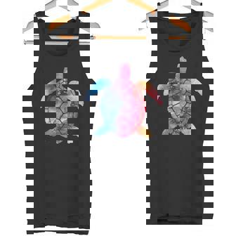 水彩画のようなウミガメのシルエット タンクトップ - Kawaiitshirt