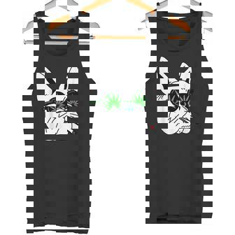 犬のサングラス喫煙420クールな雑草大麻マリファナ タンクトップ - Kawaiitshirt