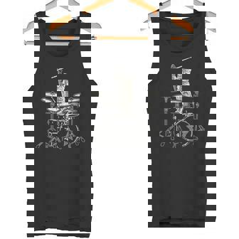 猫 ドラマー 動物 ドラマー 猫 ドラム演奏 ドラムプレーヤー タンクトップ - Kawaiitshirt