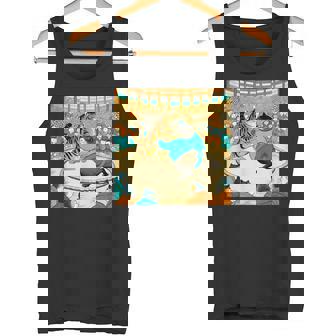 猫 ネコ 相撲 面白いtシャツ 文字入り メンズ おもしろ 面白い 服 おもしろグッズ ネタ 力士 浮世絵 タンクトップ - Kawaiitshirt