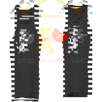 猫 ベトナム国旗 キティ おもしろギフト ブラック タンクトップ - Kawaiitshirt