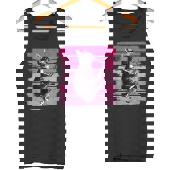 猫 演奏 サックス おもしろい 猫 ジャズ サックス レトロ サックス タンクトップ - Kawaiitshirt