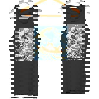 猫 葛飾北斎 神奈川沖浪裏 ネタ 冗談 ギャグ かわいい タンクトップ - Kawaiitshirt