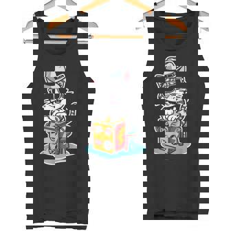 猫が奏でるカホン楽器 タンクトップ - Kawaiitshirt