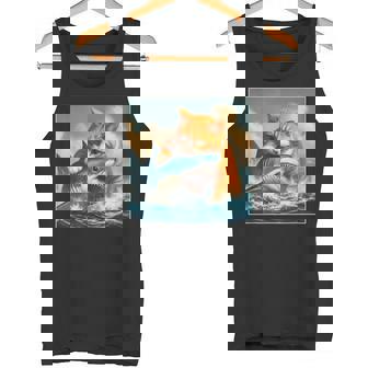 猫のサメ、面白い猫がサメを噛むサメ、サメと猫 タンクトップ - Kawaiitshirt