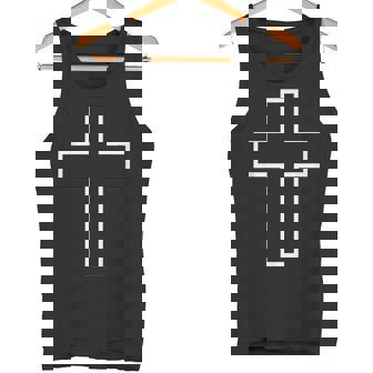 白い十字の記号の輪郭の服の設計聖十字架 タンクトップ - Kawaiitshirt