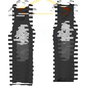 白毛 兎 うさぎ ポケット タンクトップ - Kawaiitshirt