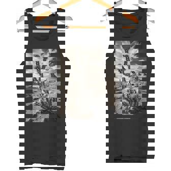 砂漠のサボテンのモノクロ写真 タンクトップ - Kawaiitshirt