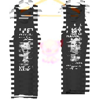 私は本当に豚が好きなだけですok タンクトップ - Kawaiitshirt