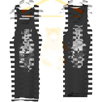 秋田愛好家のためのポケットの中の面白い秋田犬 タンクトップ - Kawaiitshirt