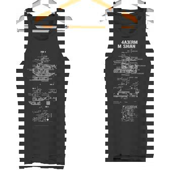 第二次世界大戦のアメリカ戦車m4a3シャーマンの青写真 タンクトップ - Kawaiitshirt