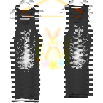 花と葉を持つ愛らしいウサギ 自然デザイン タンクトップ - Kawaiitshirt