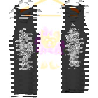 花を持つヨークシャー テリア タンクトップ - Kawaiitshirt