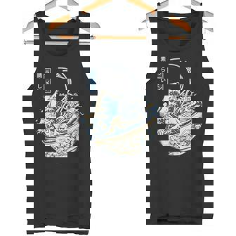 葛飾 北斎 神奈川沖浪裏 有名なヴィンテージアート ラーメン好き ラーメンオタク ラーメン 面白い ネタ ごはん 飯 麺 タンクトップ - Kawaiitshirt