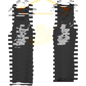 葛飾北斎作 三味線と座る女 タンクトップ - Kawaiitshirt