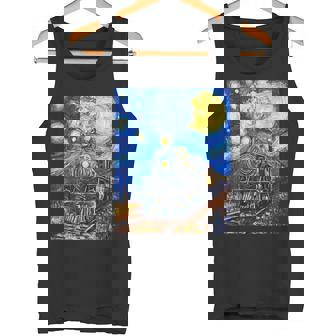 蒸気機関 蒸気機関車 ヴィンテージ ゴッホ 機関車 列車 タンクトップ - Kawaiitshirt