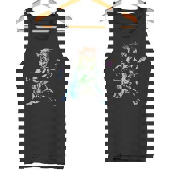 虹色グラデーションの猫のギターデザイン タンクトップ - Kawaiitshirt